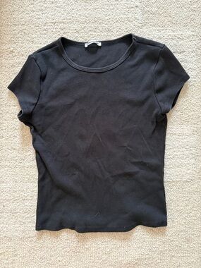 Reformation Ribbed Black Tee